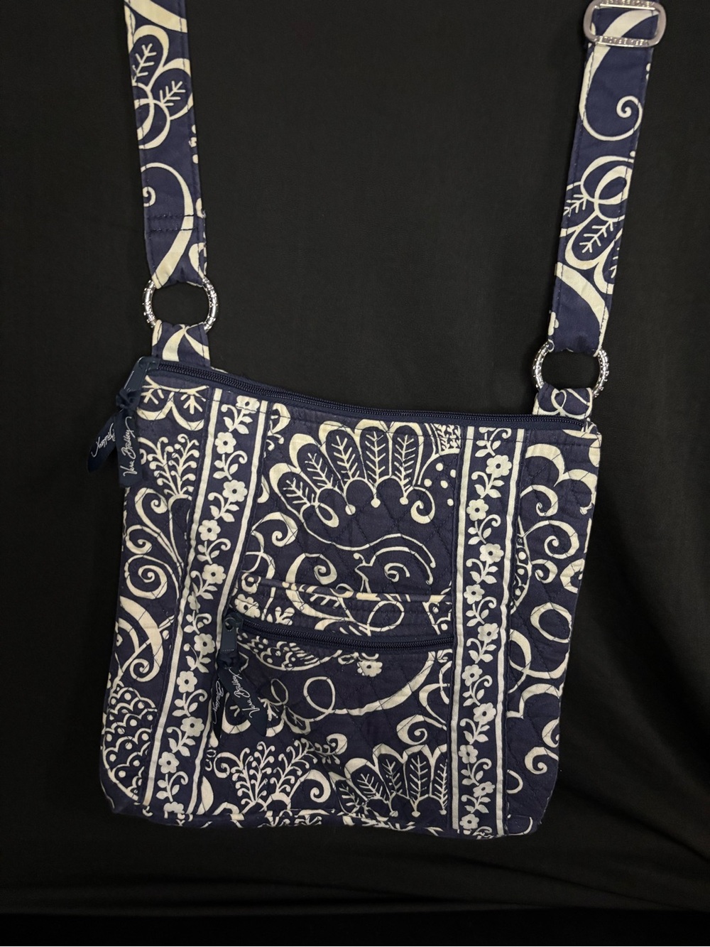 Vera Bradley Navy & White Floral Quilted Crossbody Bag